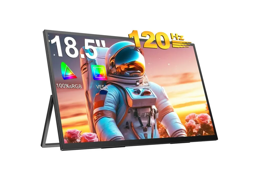 UPERFECT Tragbarer Monitor, Gaming Monitor, 100 % sRGB, LCD-Bildschirm Portabler Monitor (47 cm/18.5 ", 1920 x 1080 px, Full HD, 14 ms Reaktionszeit, 120 Hz, IPS)