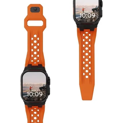 UAG Monarch FKM Armband Apple Watch Ultra/Ultra 2/Ultra 3 Orange Schwarz