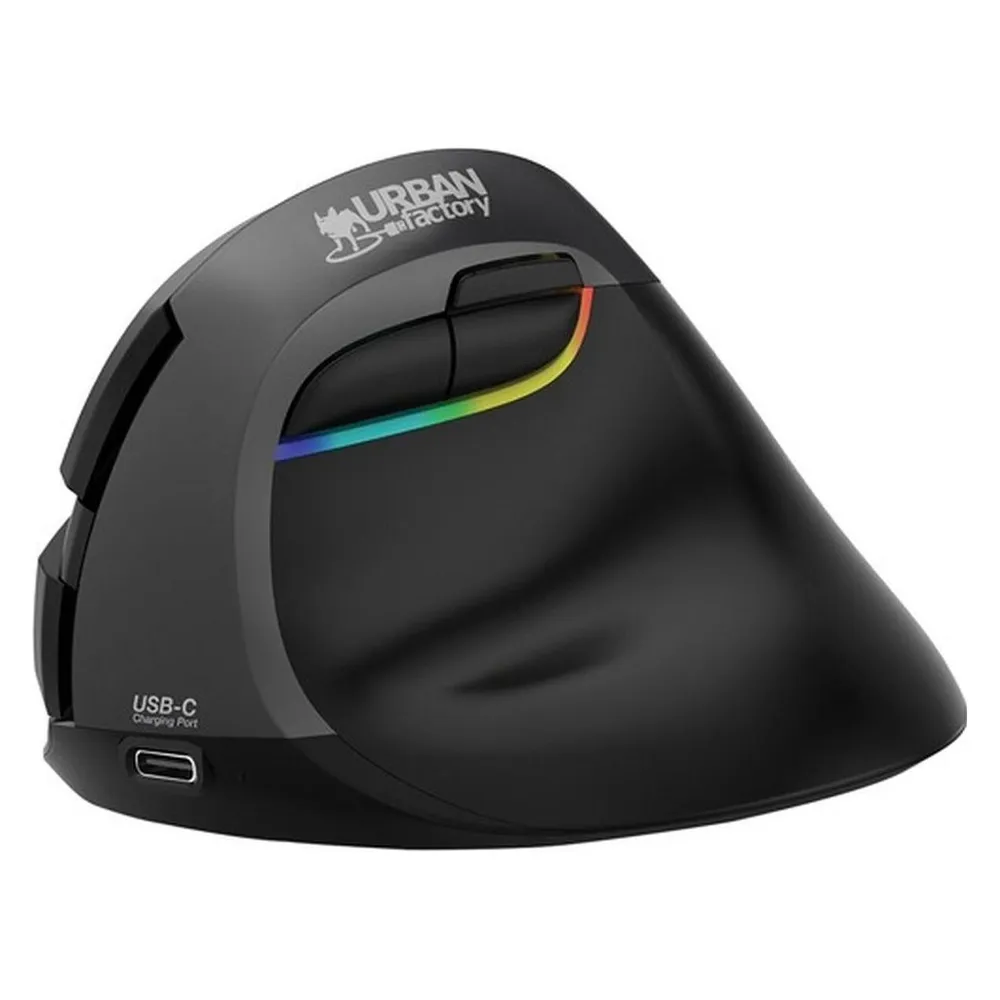 Maus Urban Factory Ergo PRO Bluetooth 2.4GHz 4000DPI Schwarz Vertikal Wiederaufladbar