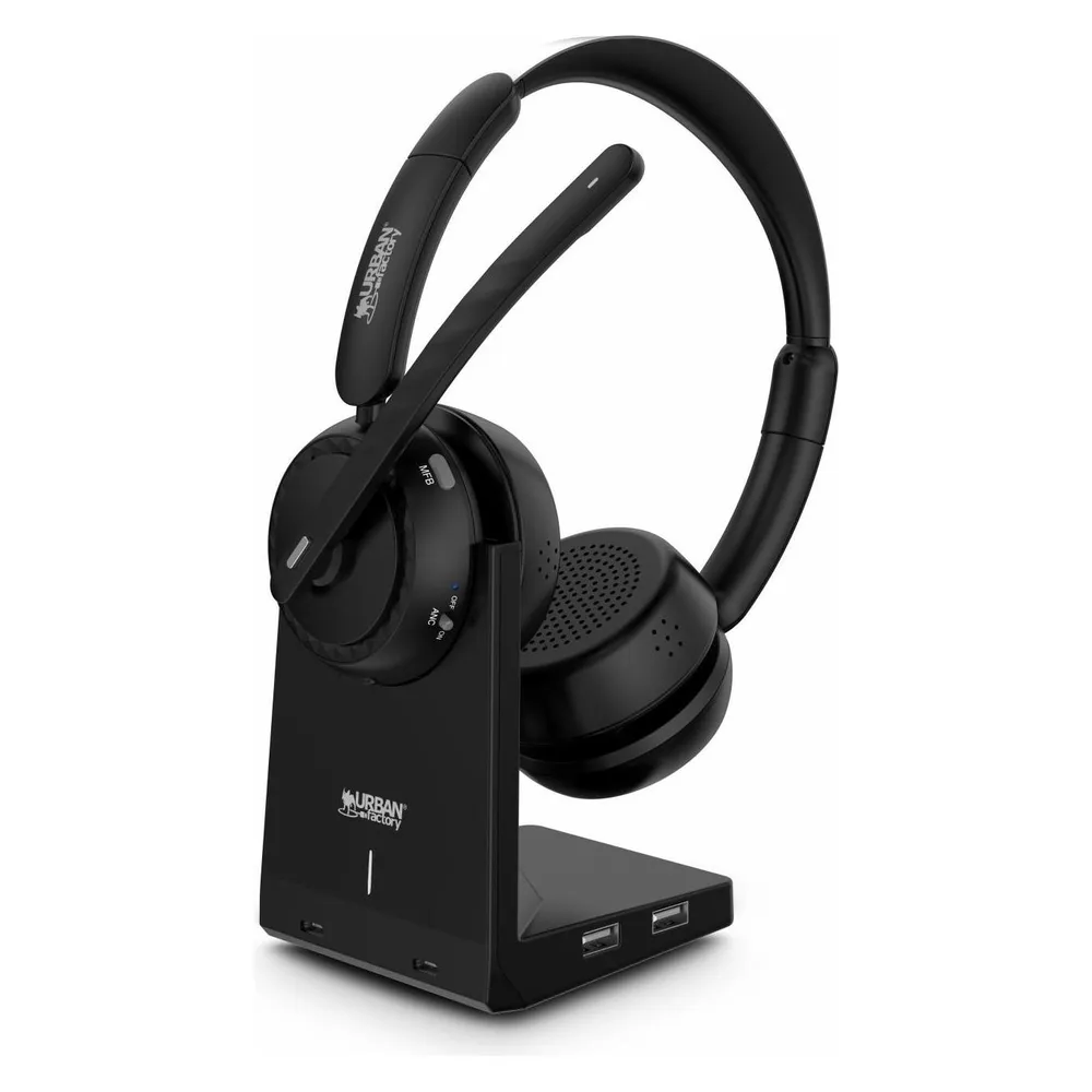Urban Factory MOVEE MAX kabellose Bluetooth Gaming Kopfhörer mit aktiver Geräuschunterdrückung Schwarz