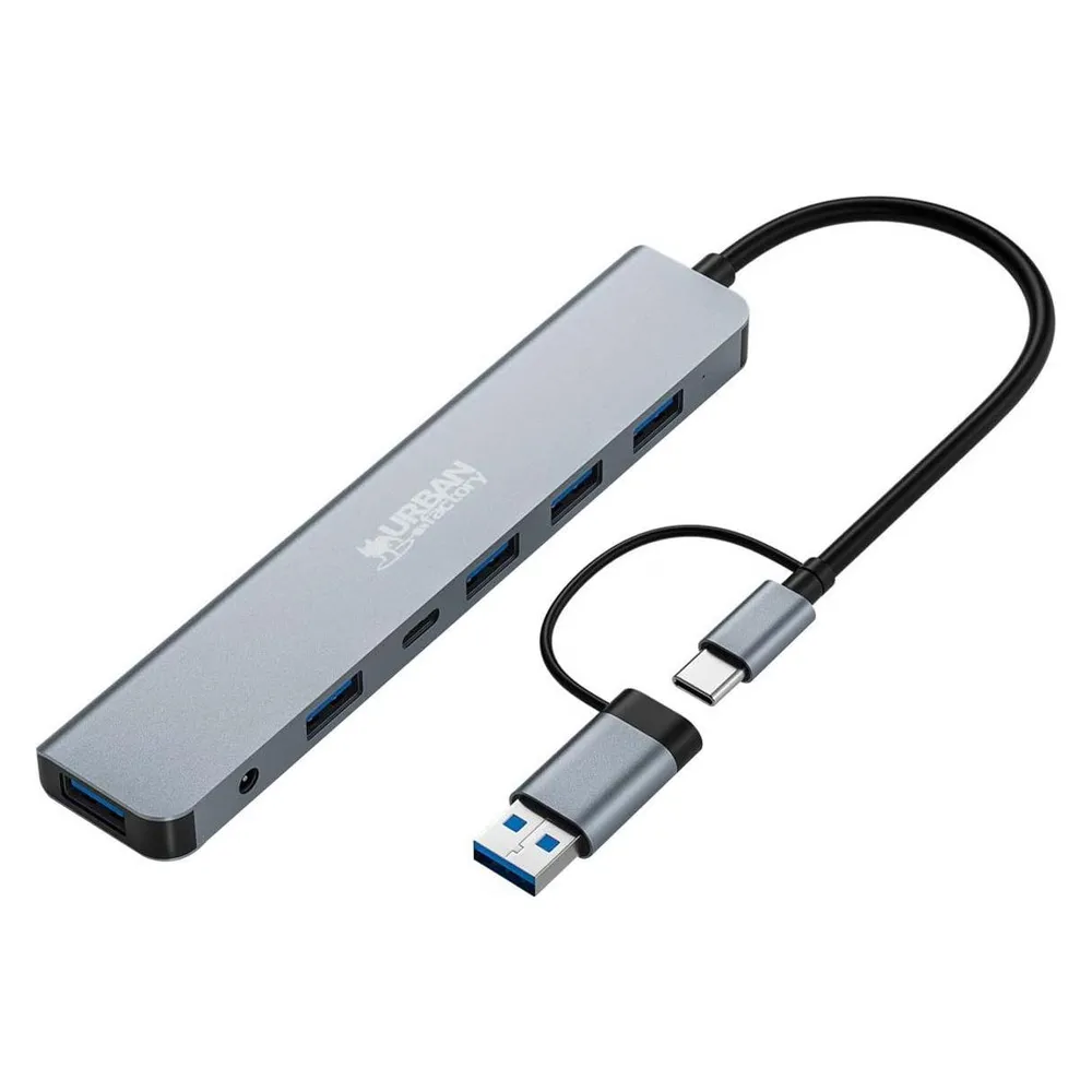 Hub URBAN FACTORY 7 Ports 5 Gbit/s MHC70UF USB-A+C Aluminium LED