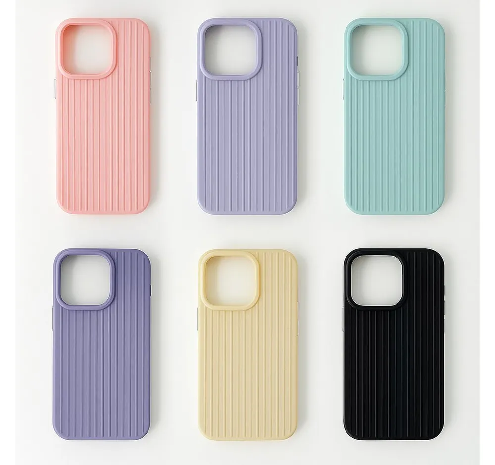 Urbanova Handyhülle Handyhülle Hülle iPhone 16 15 14 Pro bunt beige schwarz geriffelt, Geriffelte iPhone Hülle