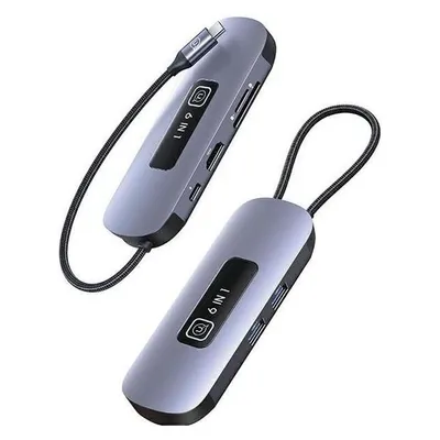 Usams US-SJ642 PD100W 6in1 Multifunctional Type-C HUB with Light(Type-C To HDMI+USB3.0*2+TF+SD+PD100W )