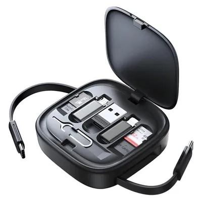 Usams Kabel rozwijany 3w1 z pudełkiem MicroUSB/USB-C/Lightning 60W stalowy/tarnish SJ650USB01 (US-SJ