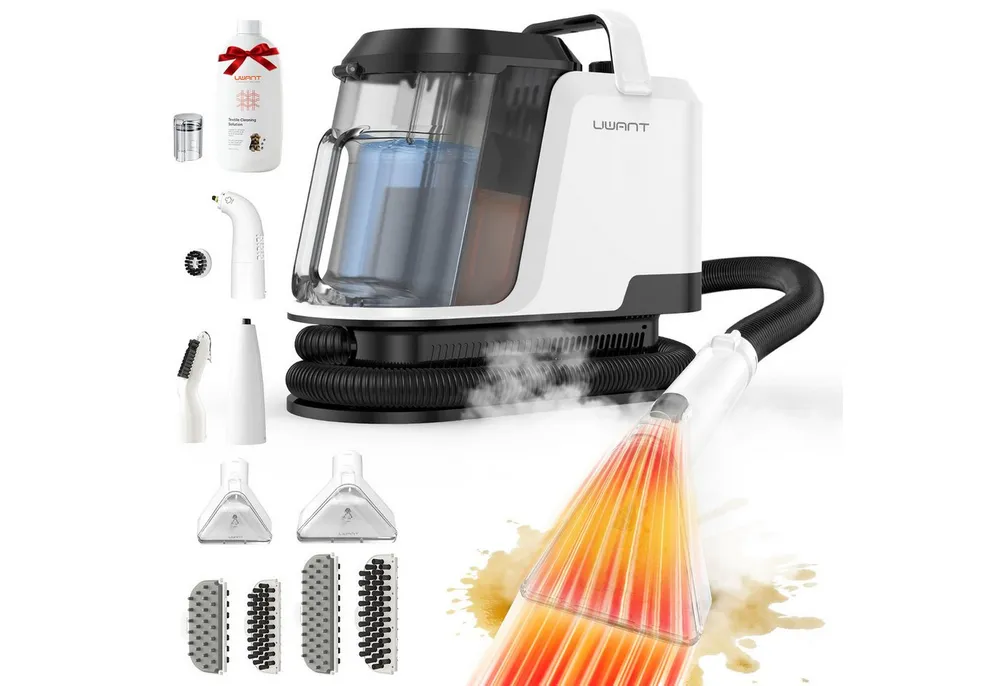 UWANT Teppichreinigungsgerät Y100 Steam Polsterreiniger Gerät, 3-in-1 Nasssauger für Sofa 18kpa, 1750 W, beutellos, 100°C Dampf, 65°C HeiBwasser, Kaltwasser-Funktion, Selbstreinigung