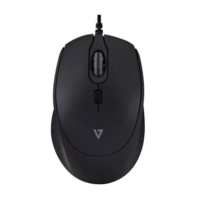 Ratón V7 MU350 USB cableado 2500 DPI negro silencioso ambidiestro