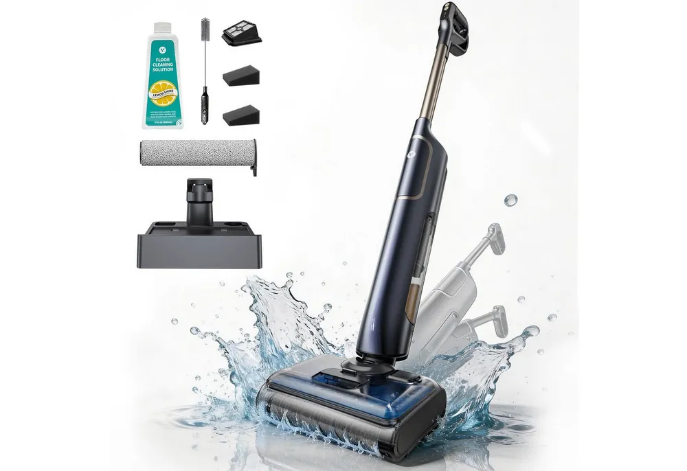 Vactidy Nass-Trocken-Akkusauger Vactidy X7 Series,180° Neigung,3 in 1,Selbstreinigung, 250 W, beutellos, 0 mm Kantenanpresssystem,Anti-Tangle-Technologie