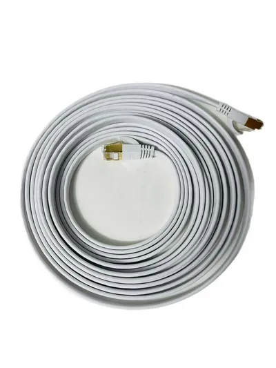 VaGo-Tools CAT7 Patchkabel Netzwerkkabel weiß 20m flach LAN-Kabel, RJ45, RJ45