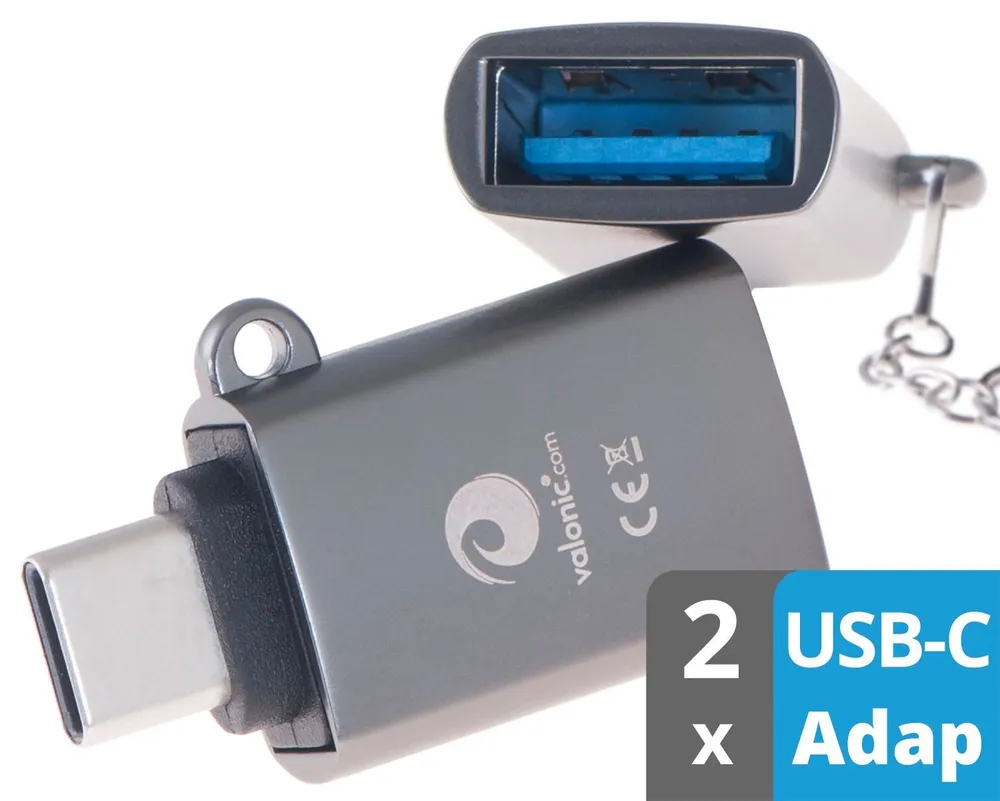 valonic USB-C zu USB-A (USB 3.0), OTG, Schlüsselanhänger USB-Adapter USB Typ C zu USB Typ A, Schlüsselanhänger mit Öse und Ring