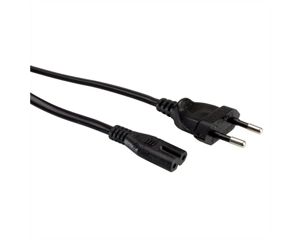 VALUE Netzkabel Euro-Flachstecker auf C7, 2polig Stromkabel, Eurostecker, 2,5A, CEE 7/16, Typ-C Männlich (Stecker), IEC320 C7, Rasierer, 2,5A Weiblich (Buchse) (180.0 cm)