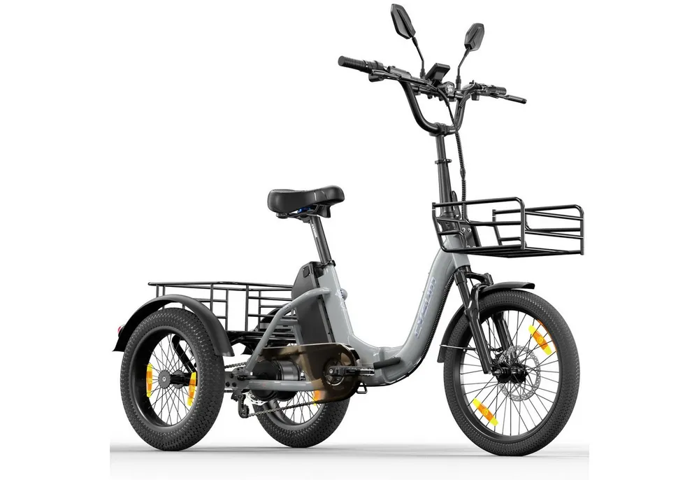 Vankel E-Bike Cityrad AG1 3 rad Faltbares Damen u. Herren E-Fahrrad 960WH Pedelec, 120 km, Kettenschaltung, Heckmotor, 960 Wh, (Beleuchtungsset mit Batterieladegerät, Batterieschlüssel, Werkzeug), Faltbares 3-Rad-E-Bikes 250W, 48V 20AH Akku, 20"×3.0" Reifen