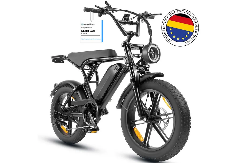 Vankel E-Bike Cityrad E6-2.0 Elektrofahrrad 20” x 4 Damen u. Herren Pedelec 720Wh Max.108KM, Heckmotor, 720 Wh, Pedelec, Elektrofahrrad E-Mountainbike für Erwachsene, E-bikes