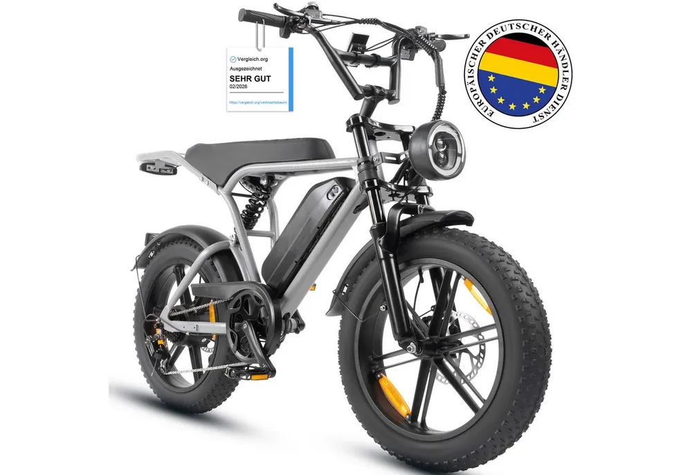 Vankel E-Bike Cityrad E6-2.0 Elektrofahrrad 20” x 4 Damen u. Herren Pedelec 720Wh Max.108KM, Heckmotor, 720 Wh, Pedelec, Elektrofahrrad E-Mountainbike für Erwachsene, E-bikes