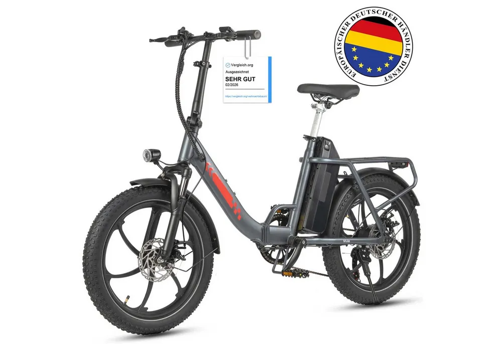 Vankel E-Bike Cityrad M1 Faltbares Damen u. Herren E-Fahrrad 960WH Pedelec,20AH 120 km, Heckmotor, 960 Wh, Cityrad 7 Gang Shimano,Scheibenbremsen, Kettenschaltung