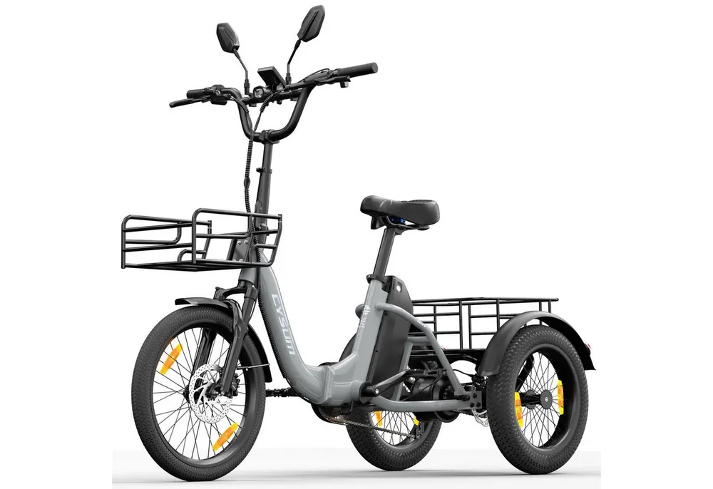 Vankel E-Bike Faltrad AG1 3 rad Faltbares Damen u. Herren E-Fahrrad 960WH Pedelec, 120 km, Heckmotor, 960 Wh, (Beleuchtungsset mit Batterieladegerät, Batterieschlüssel, Werkzeug), Faltbares 3-Rad-E-Bike 250W, 48V 20AH Akku, 20"×3.0" Reifen