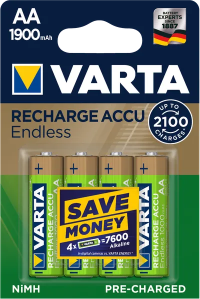 RECHARGE ACCU Endless AA 1900mAh, 4er Blister Akku