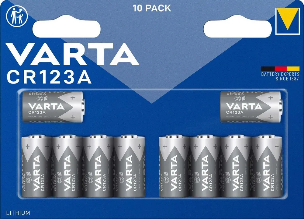 VARTA 10 Professional CR123A Lithium Batterie im 10er Blister 6205 Batterie