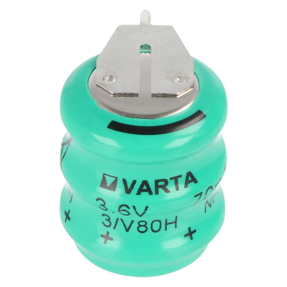 Varta 3/V80H Säule 3,6 Volt 70mAh mit 1er Print Kontakt auf +/- 3/V65HT