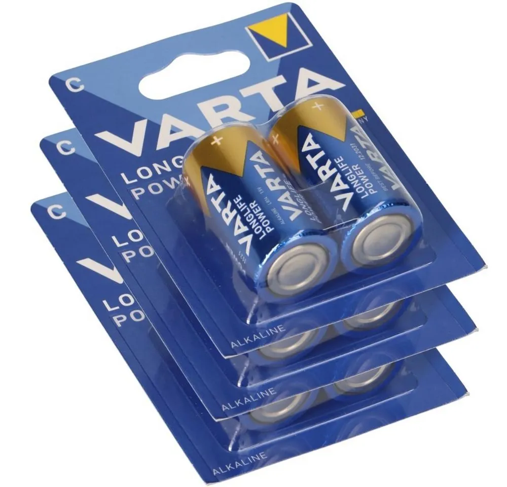 VARTA 3x Varta 4914 Longlife Power Baby Batterie C 2er Blister LR14 Batterie