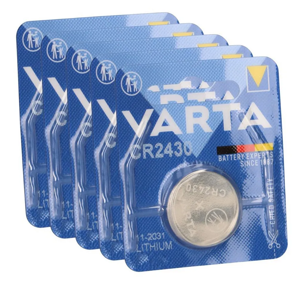VARTA 5x VARTA CR2430 Lithium-Knopfzelle 3V 290mAh (5x 1er Blister) Knopfzelle