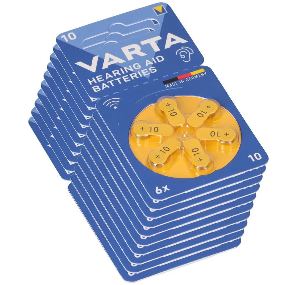 VARTA 60x Varta Hearing Aid Batterie 10 PR70 Hörgerätebatterie Batterie