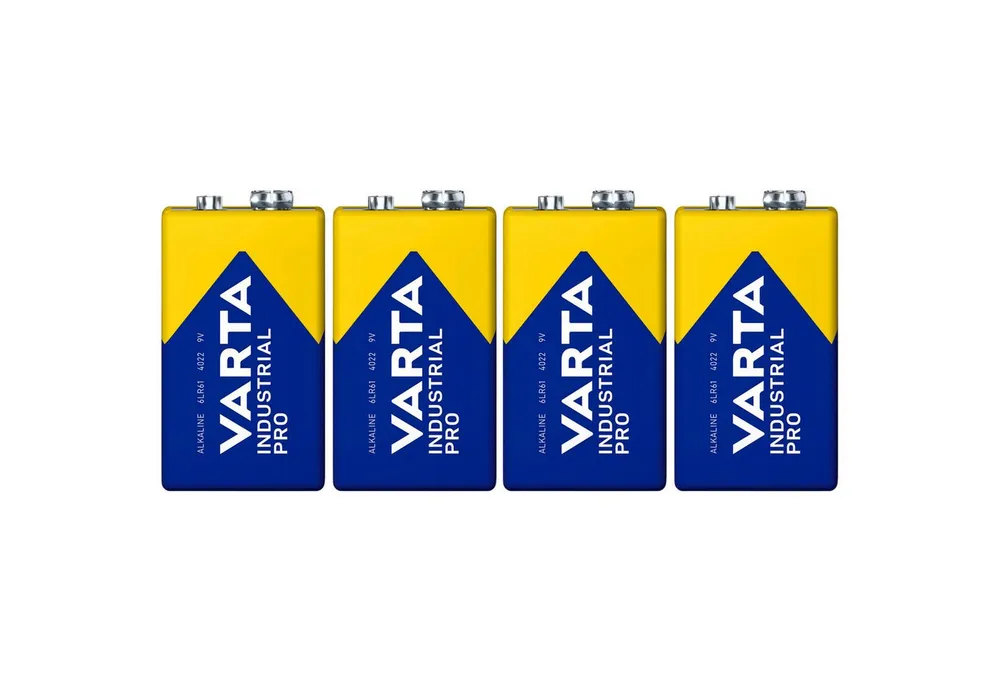 VARTA 9V-Alkalibatterie Industrial Pro Batterie, (4 St), R9V R-9 6LR61