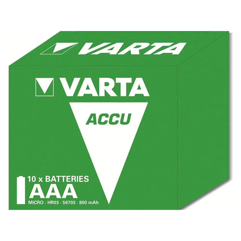 VARTA Akku NiMH, Micro, AAA, HR03, 1.2V/800mAh, Accu Power, Pre-charged, 10er Pack