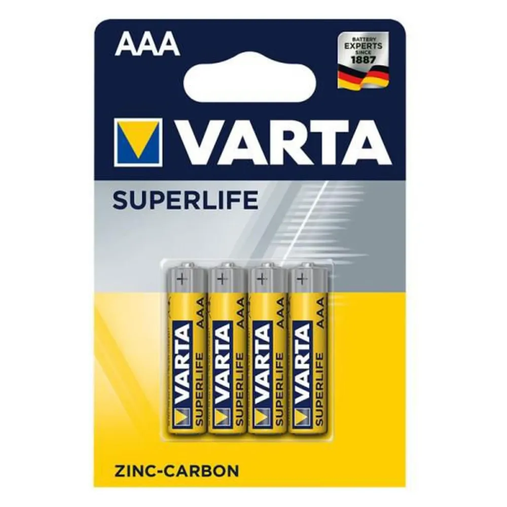 VARTA Batterie Zink-Kohle, Micro, AAA, R03, 1.5V, Superlife, 4 Stück