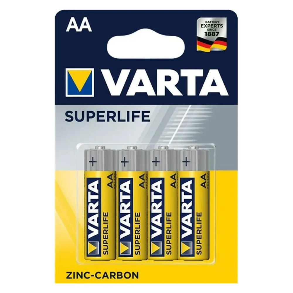 VARTA Batterie Zink-Kohle, Mignon, AA, R06, 1.5V, Superlife, 4 Stück