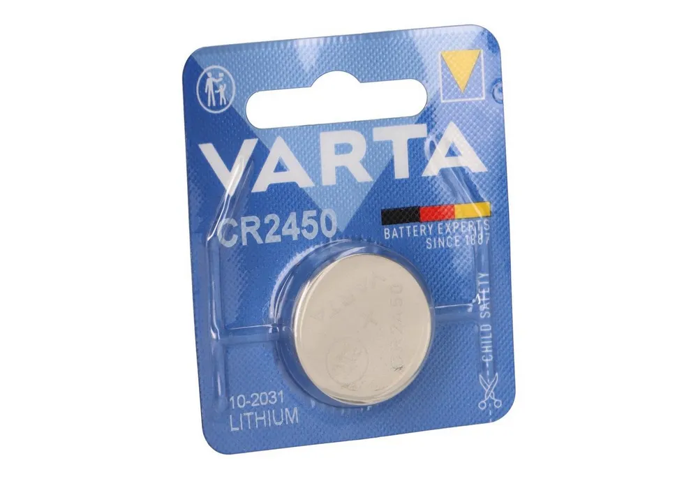 VARTA Ersatzbatterie ooono Verkehrsalarm Batterie 2x CR2450 Knopfzelle