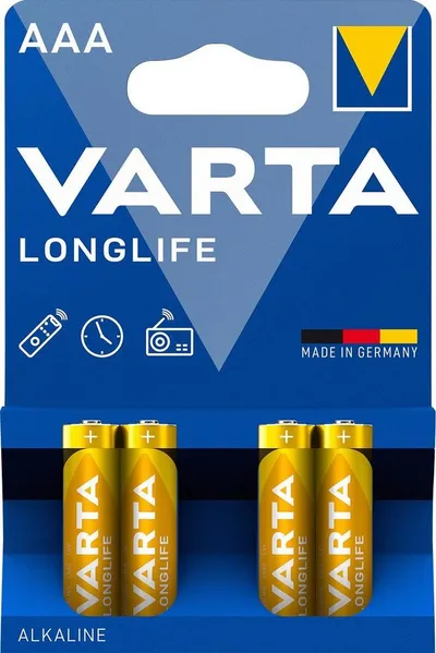 VARTA Varta Batterie Alkaline, Micro, AAA, LR03, 1.5V Longlife, Retail Blis Batterie, (1,5 V)