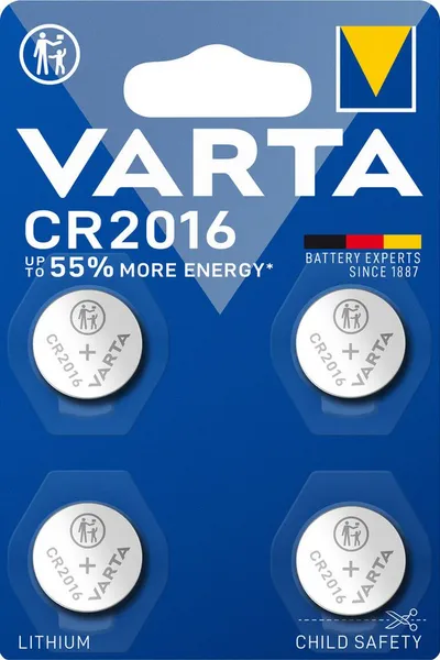 VARTA Varta Batterie Lithium, Knopfzelle, CR2016, 3V Electronics, Retail Bl Knopfzelle, (3,0 V)
