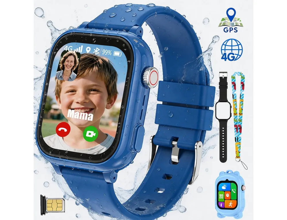 Vashoy 2026 Kinderuhr T53Neue Smartwatch Kinder mit GPS, Kameras, Smartwatch (5 cm/1.83 Zoll, Android/4G (LTE) 4G Telefonfunktionen Smartwatch, 7-tlg., Verschiedene Gehäusevarianten, Mit App-Download-Funktion, Schulmodus,Geschenke für Kinder im Alter von 5 bis 16 Jahren