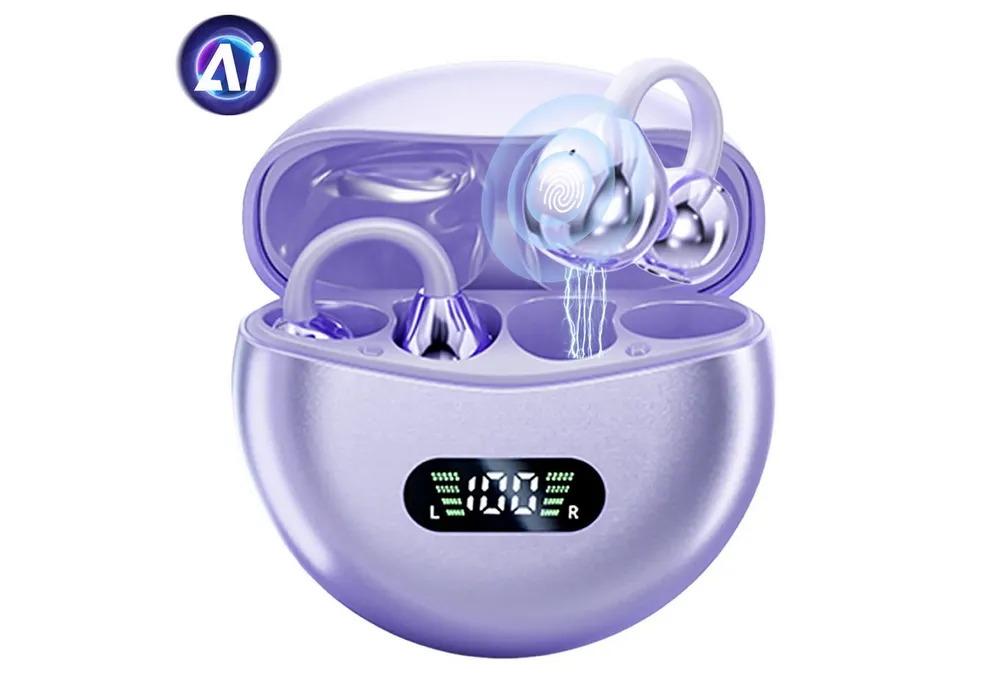 Vashoy Bluetooth kopfhörer mit ohrclip,offene KI-Übersetzung&Protokoll Bluetooth-Kopfhörer (148 Länder Übersetzungsfunktion, Bluetooth 5.4, Neuartiges Ohrclip-Design,IPX5 wasserdicht,geeignet für Sport und Büro)