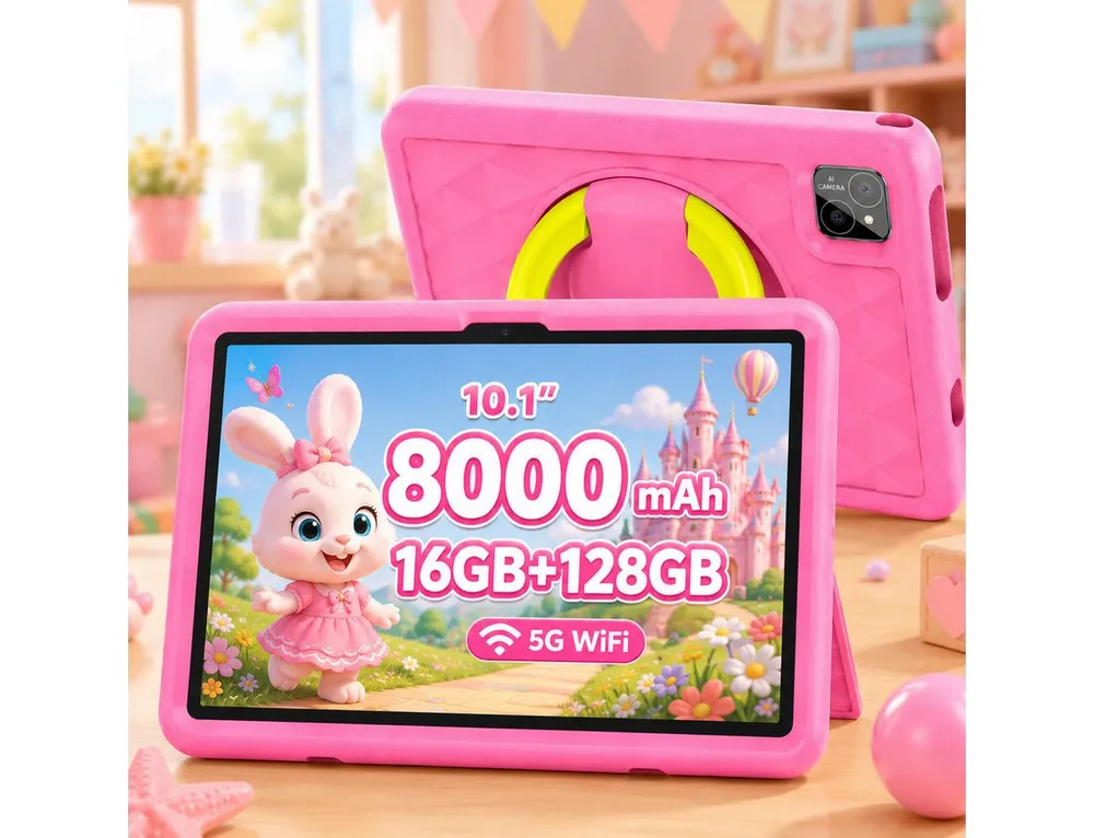 VASOUN TAB11 Kinder-Tablet 10 Zoll,128 GB,8000mAh Tablet (10.1", 128 GB, (Android,WiFi,Dual-Kamera,Bumper Kindersicherung,Elterliche Kontrolle)