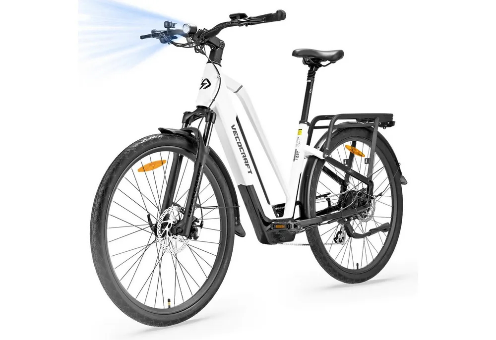 VECOCRAFT E-Bike Trekkingrad Cityrad, 28'' Elektrofahrrad Pedelec mit 48V 12Ah Akku bis 100km ARES, 8 Gang shimano, Kettenschaltung, Heckmotor, 576 Wh, (Aluminiumrahmen, E-fahrräde, LCD-Display), E-Cityrad,Mountainbike, Doppelscheibenbremse, Pedelec für Damen/Herren
