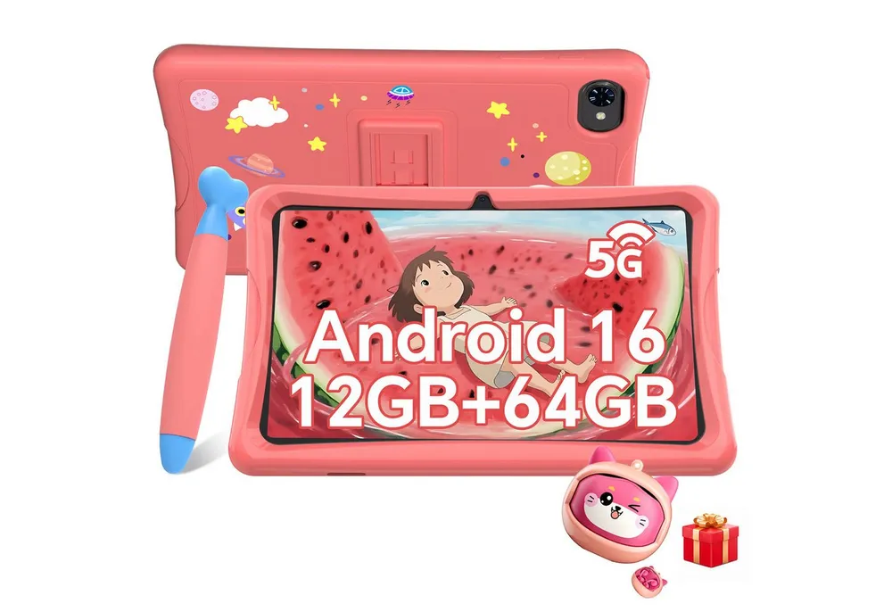 VekfulPC K10-5000mAh, stoßfest, 10,1" inkl. Z20 Kinderuhr Kids Tablet (10,1", 64 GB, Android 16, Google Kids Space, 10,1" HD, 5000mAh, 12GB+64GB)