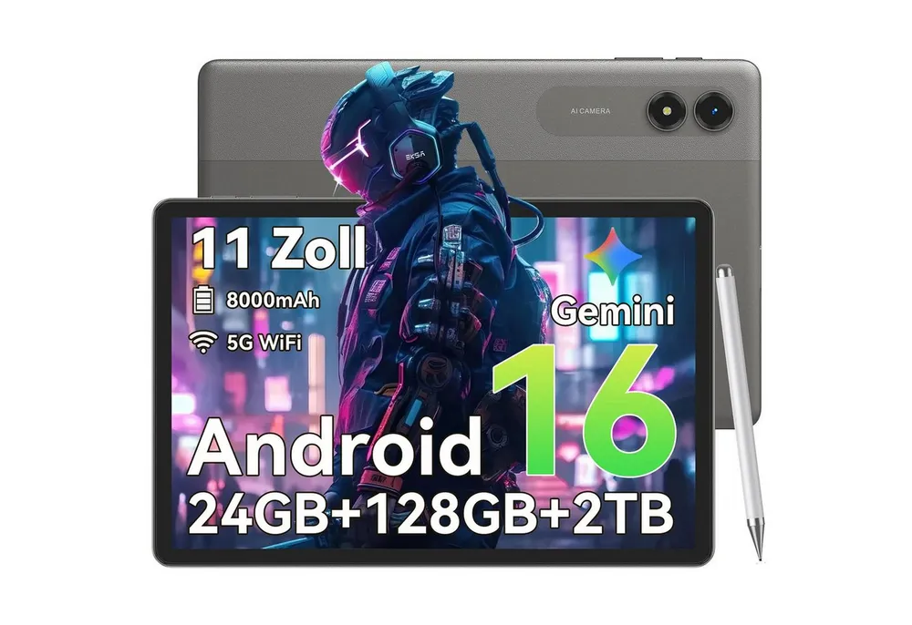VekfulPC Tab50 11" Android 16 128 GB 8000 mAh Akku 5G WiFi mit Stylus Tablet (11", 128 GB, Android 16, Android 16, Gemini Al Magic, 8000 mAh, 5G WiFi)