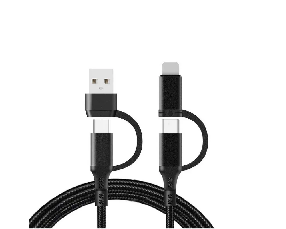 Ventarent 4 in 1 USB / USB C Cable Lightning USB-C USB-A Smartphone-Kabel, Lightning, USB Typ A, USB-C, USB-C, Lightning, 8Pin, USB Typ A (120 cm), USB, Lightning, USB-C, fast charging