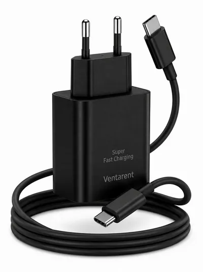 Ventarent 45W Lade-Set mit 2m Kabel für iPhone 17, 16 & 15 USB-Ladegerät USB-Ladegerät (3000 mA, Set, 2-tlg., Netzadapter und Ladekabel, Fast Charge, PD, PPS, Apple iPhone)