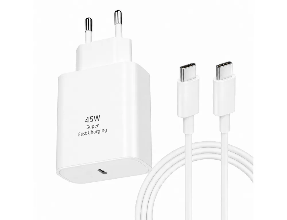Ventarent 45W USB-C Ladeset mit Ladekabel für MacBook Air, iPad Pro & Air USB-Ladegerät (3000 mA, Set, 2-tlg., 45W USB-C Netzadapter, USB-C Ladekabel, 45W Schnellladen, USB-C Ladeset, inkl. USB-C Ladekabel)