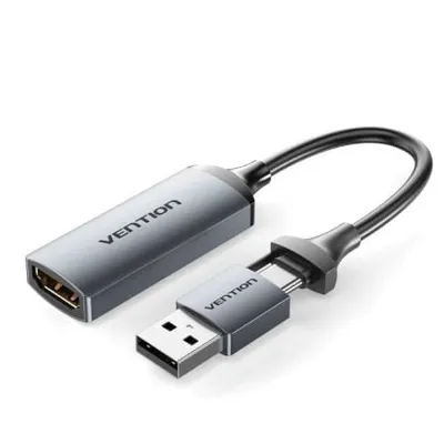 Vention ACWHA 4K@60Hz HDMI-Buchse auf USB-C/USB-A 480Mbps Konverter 10cm Grau