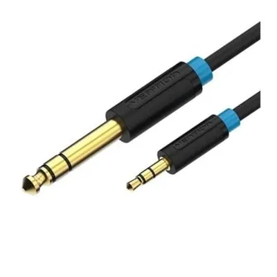 VENTION BABBF Kabel Klinke 6,5 mm Stecker auf Klinke 3,5 mm Stecker 1 m Schwarz verzinntes Kupfer