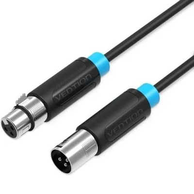 Vention BBFBJ XLR-Kabel, Stecker auf Buchse, vergoldeter Stecker, PVC, AWG23, 5 m, Schwarz