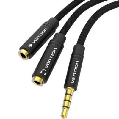 Stereokabel Vention BBMBY 3.5mm Stecker zu 2x 2.5mm Buchse 30cm schwarz geflochten