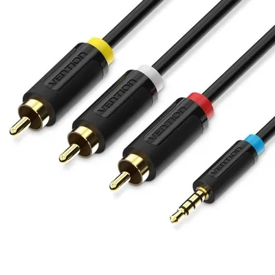 Audiosystemkabel Vention BCBBG Jack 3.5 auf 3 RCA 1.5 m Schwarz