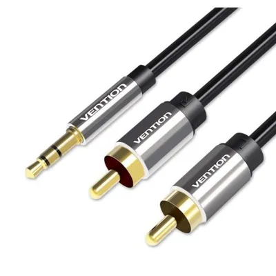 Stereo Kabel Vention BCFBG 3.5mm zu 2x RCA 1,5m Aluminium Schwarz Stereo Kabel Vention BCFBG 3.5mm zu 2x RCA 1,5m Aluminium Schwarz