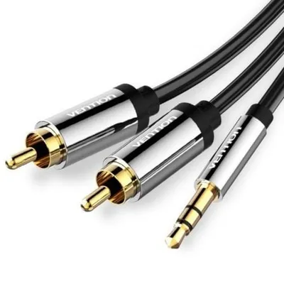 Vention BCFBI 3,5 mm auf 2 x RCA Audiokabel, 3 m, schwarz, vergoldet