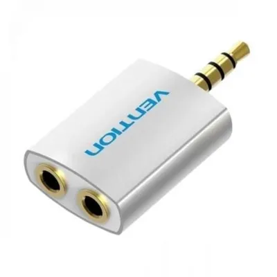 Vention BDAW0 Audio-Adapter, 3,5 mm Klinkenstecker auf 2 x 3,5 mm Klinkenbuchse, Weiß, Aluminium