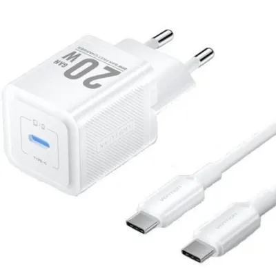 Cargador GaN Vention TZ-FEPW0-EU-01 USB-C 20W Kabel 1m